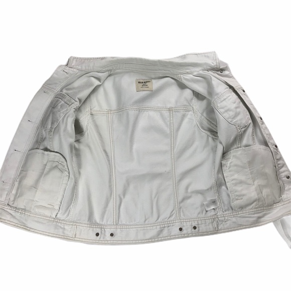 Old Navy White Denim Jean Jacket, Size Small - Picture 3 of 8